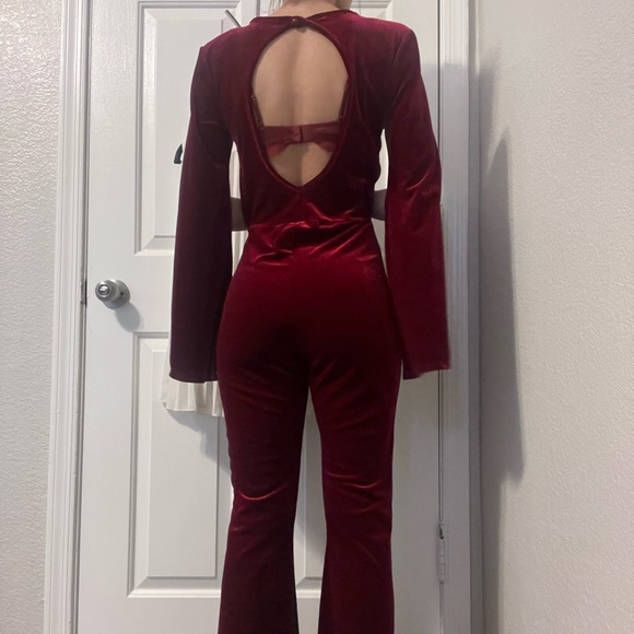 Day & Night Maroon Velvet Jumpsuit from Revolve - Picture 2 of 13